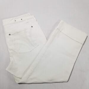 White House Black Market "Blanc" Jeans Size 8 White Cuffed Crop Embroidered